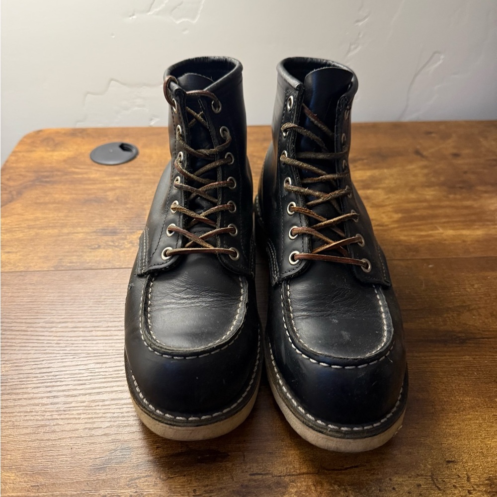 Red Wing Moc Toe Black Leather Men's Boots